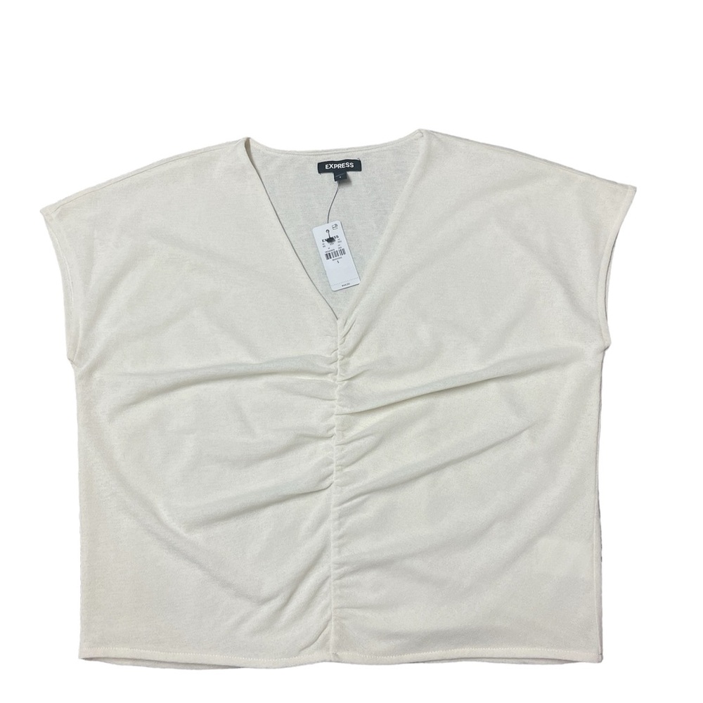 NWT Express Relaxed V-Neck Ruched Tee Size Small - Picture 11 of 11